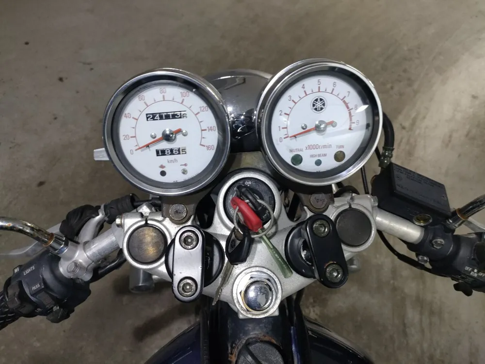 Yamaha SR400 2003, серебристый, синий, фото 5
