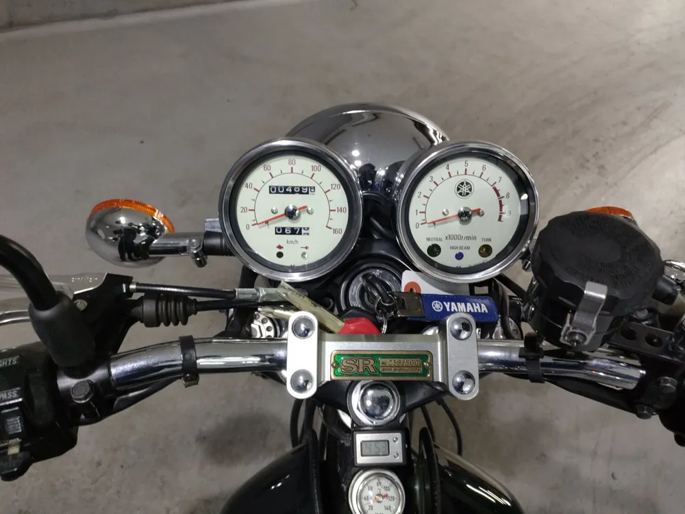 Yamaha SR400 2008, black / green, фото 5